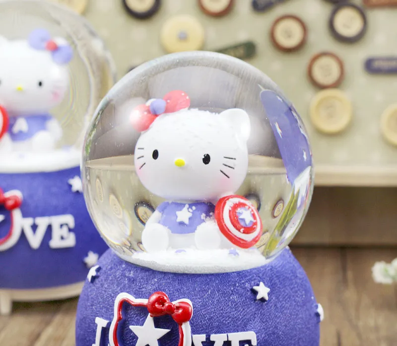 Hello kitty Светодиодный светильник музыкальная шкатулка в виде хрустального шара поворотный снежный шар музыкальные коробки поворотный карусель музыкальная шкатулка для принцессы подарок для девочки