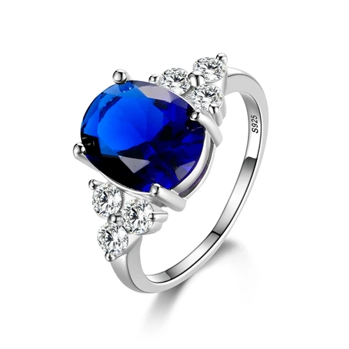 Dark blue Многоцветные женские кольца с овальным драгоценным камнем топаз камни 925 пробы серебряные ювелирные изделия кольцо Свадебная вечеринка Рождественский подарок - Цвет камня: Dark blue