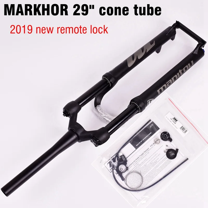 MTB Велосипедная вилка для Manitou MARKHOR 26 27,5 29er передняя вилка для горных велосипедов нефть и газ вилка Дистанционный Замок амортизация воздуха подвесная вилка - Цвет: 29 cone remote BK