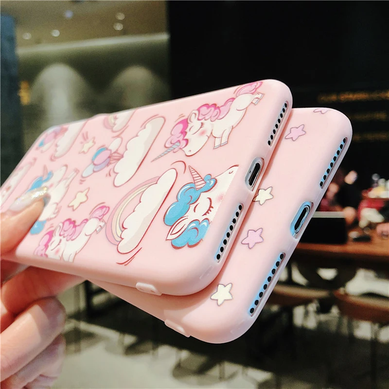Силиконовый чехол KONGREY для iPhone 7 Plus 6 6s XR мягкий из ТПУ с мультяшным единорогом
