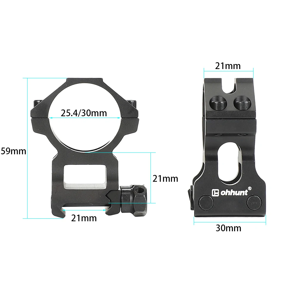 ohhunt Rock-Solid 25.4mm 30mm Scope Picatinny Rings Hunting Tactical Riflescopes Mounts With Top Rail For AK 47 AR15