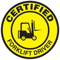 custom die cut vinyl sticker round certified forklift operator waterproof caution logo design warning stickers