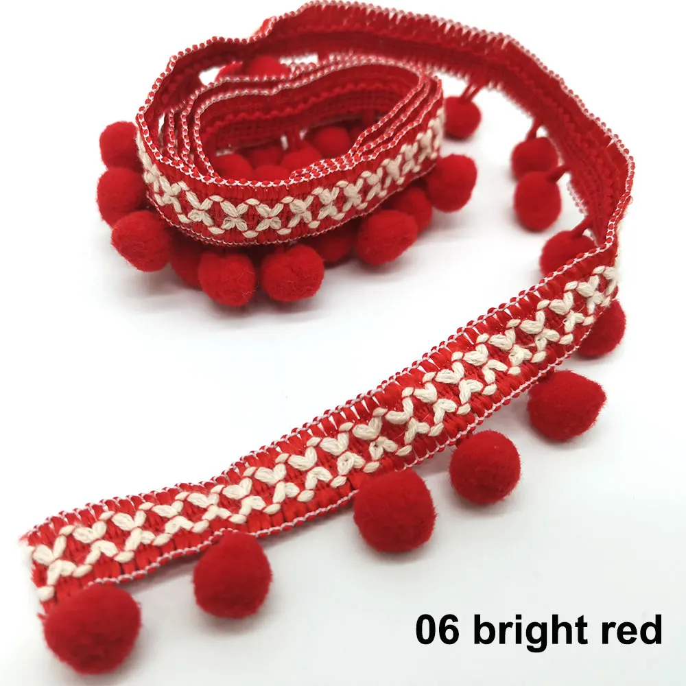 06 red Отделка помпонами, кружевная ткань, аксессуары для шитья, помпоны, отделка, кисточка, бальная лента с бахромой, шитье, кружево для рукоделия, материал, ремесло, одежда - Color: 06 red