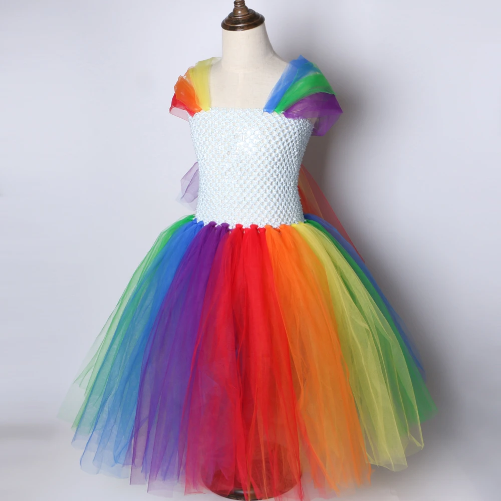 Children Girls Rainbow Tutu Dress Fancy Kids Princess Horse Party Dresses for Christmas Halloween Pony Up Costumes | Детская одежда и