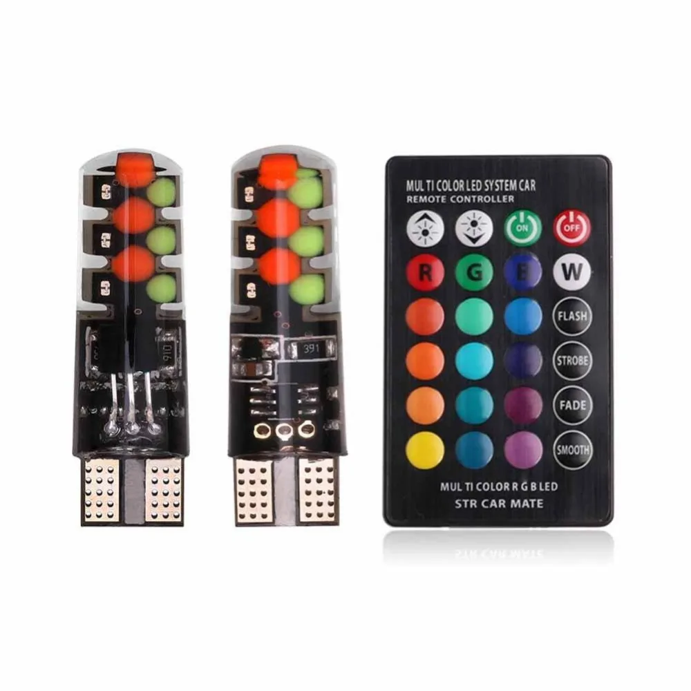 Высокое качество 2 шт T10 автомобиль RGB bulbwein боковой свет комплект Светодиодный светильник с пультом дистанционного управления