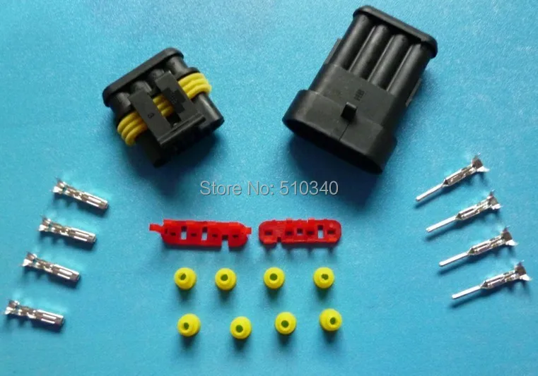 

Free Shipping 100sets=2100pcs 4Pin/way HID Waterproof Electrical connector kit (Housing+Terminal+grommet+Other) for car boat ect