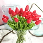 Искусственные Тюльпаны из искусственной кожи, 1 шт., искусственные цветы на ощупь, мини тюльпаны для украшения дома и свадьбы