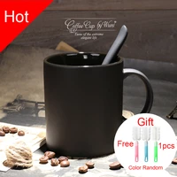 ceramic black matte large capacity mugcreative minimalist matte coffee cupswith spoon big capacity mug