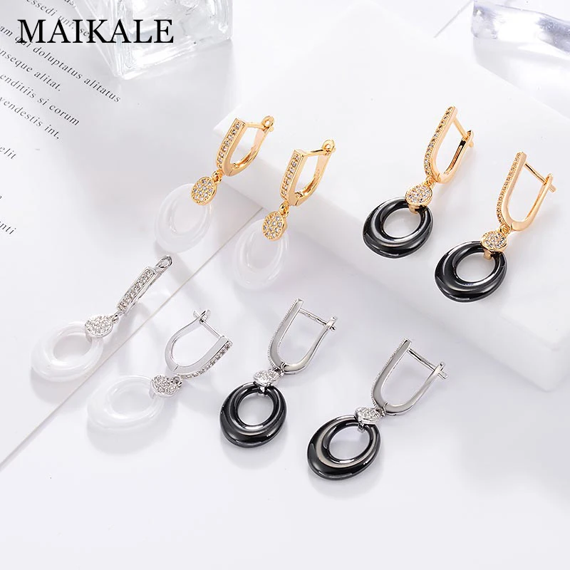 MAIKALE, классические круглые висячие серьги, маленькие кубические циркониевые покрытые золотом и серебром корейские серьги для женщин, подарок другу