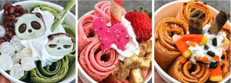 Самые популярные двойные круглые сковороды фрукты Йогурт мороженое ролл делая