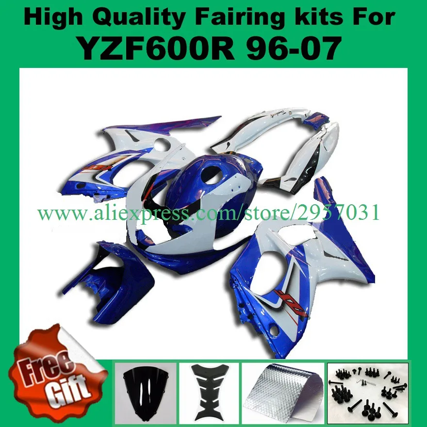 Полностью синий в черном для YAMAHA YZF600R 96-07 YZF 600R 600 96 97 98 99 00 01 02 03 04 05 06 07 обтекатель
