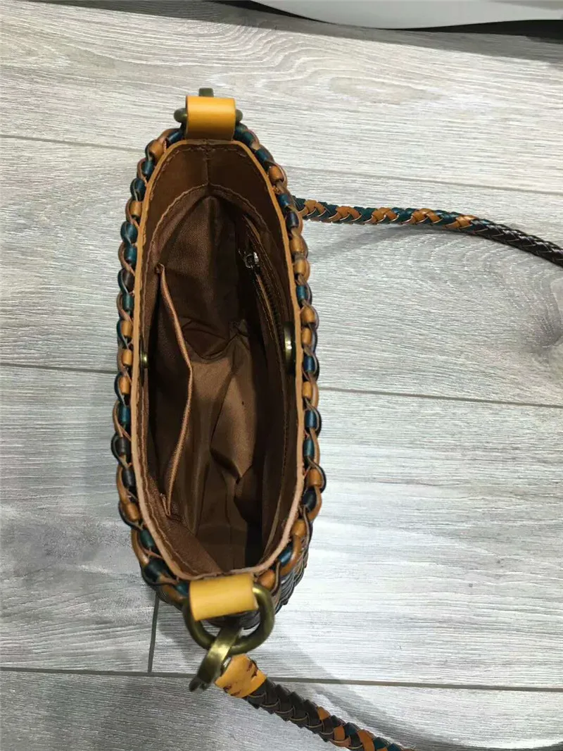 DIOLEVY Women handmade Weave Messenger Bags Leather Handbags Ladies Shoulder Crossbody Bag | Багаж и сумки