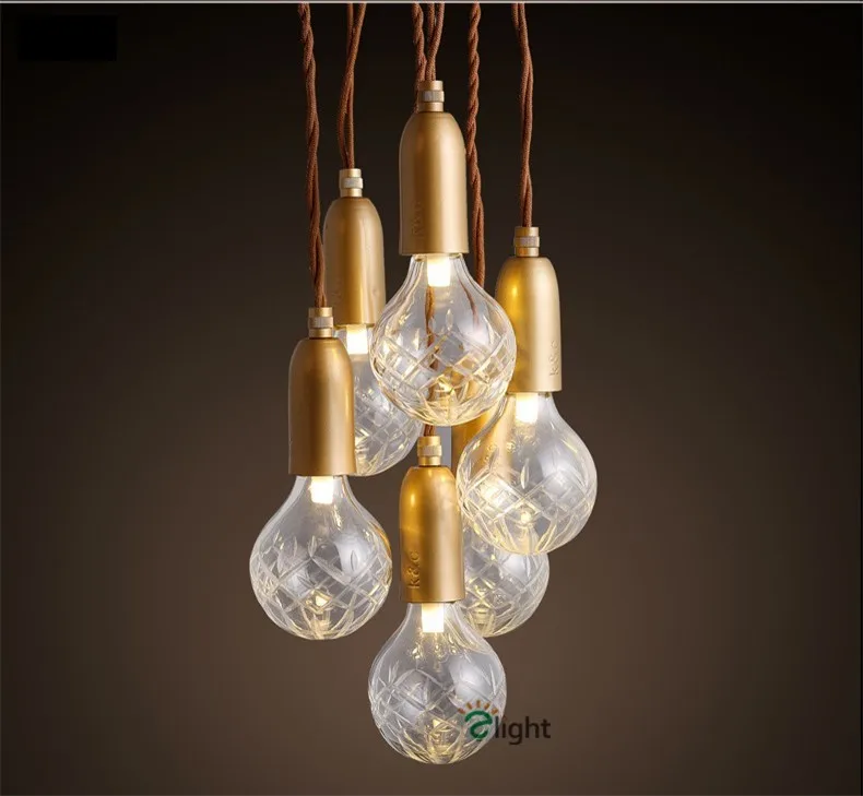 Современные Простые Стеклянные DIY светодиодные люстры Lustre медь Лофт бар светодиодная люстра освещение веревка паук светодиодные подвесные светильники