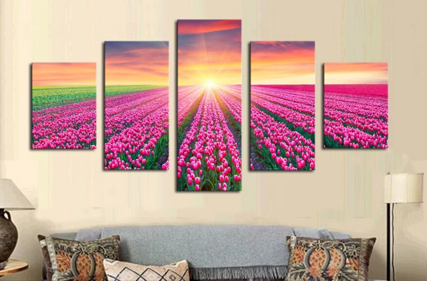 2017 Rushed без рамки 5 панелей современные розы Hd картина холст печать Картина