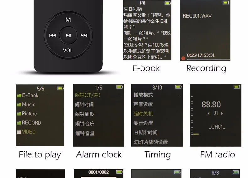 Ruizu английская версия ультра тонкий MP3 плеер с 4GB 8GB 16GB1. 8 дюймов экран может играть 80 h, RUIZU X02