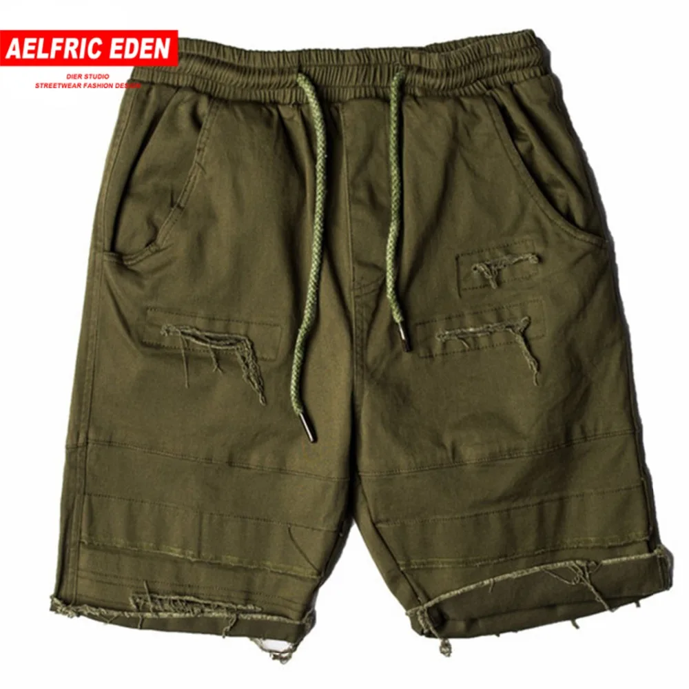 Aelfric Eden рваные мужские шорты кэжуал однотонные хип хоп модные активные уличные