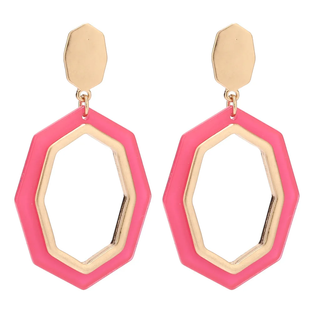 Женские акриловые Восьмиугольные серьги из ацетата целлюлозы геометрические