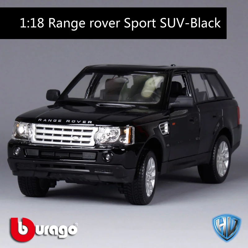 Bburago 1:18, роскошный range rover, спортивный внедорожник, черный автомобиль, литая под давлением, Настоящая модель автомобиля, крутой автомобиль, подарок на день рождения для детей 12069