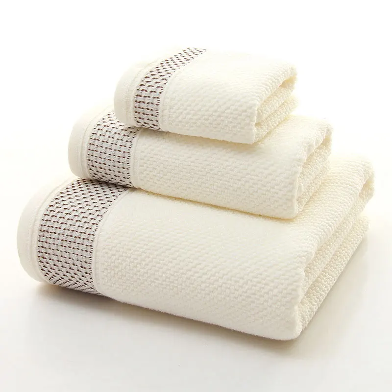Beige FLC 3 Pieces Хлопок Полотенца комплект Ванная комната суперабсорбирующих Ванна Полотенца лицо Полотенца ручной Полотенца 20 - Цвет: Beige