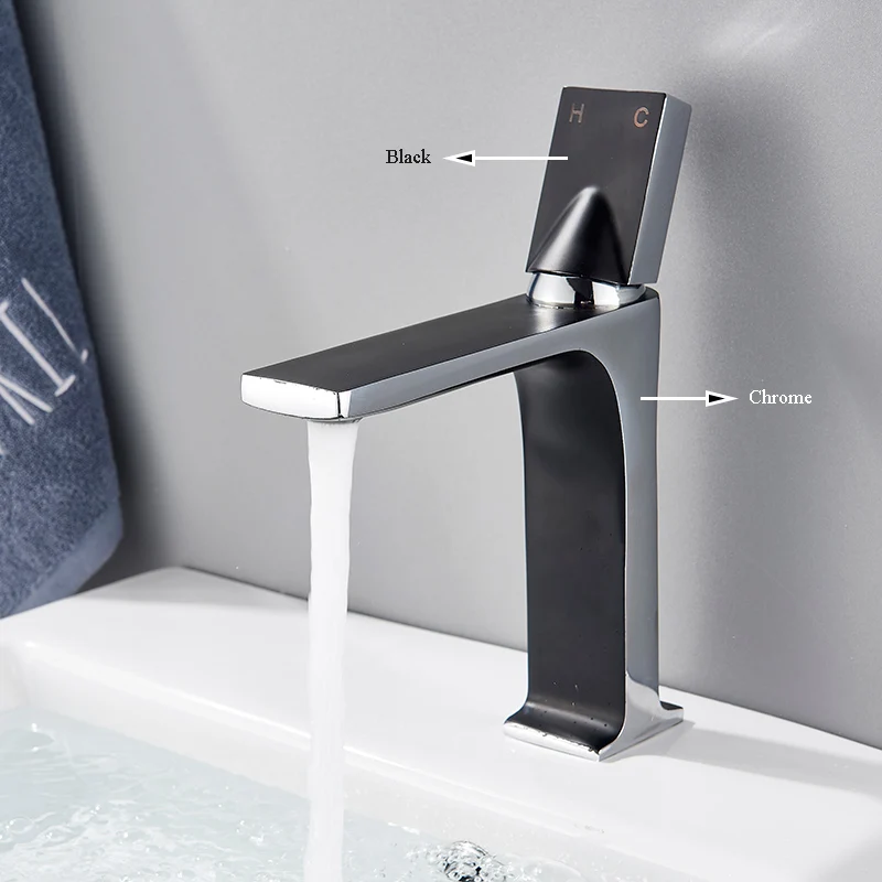 Black with Chrome Uythner смеситель для раковины на бортике, смеситель для ванной комнаты с одной ручкой, смеситель для раковины, кран для горячей и холодной воды, смеситель для раковины - Цвет: Black with Chrome