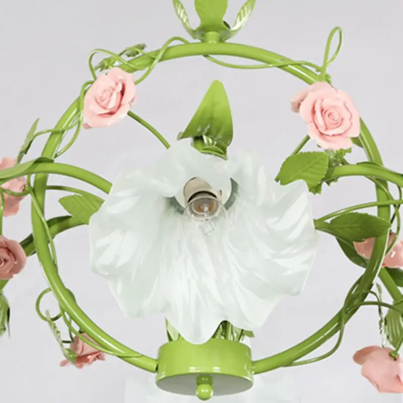 Green Pastoral Flowers Living Room Chandelier Modern Dining Hanging Lamps Study Bedroom Light | Освещение