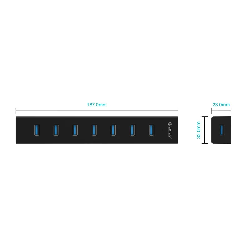 ORICO H7013 Высокоскоростной 7 портов USB3.0 концентратор портативный Настольный USB разветвитель с адаптером питания для планшета, ноутбука, ноутбука
