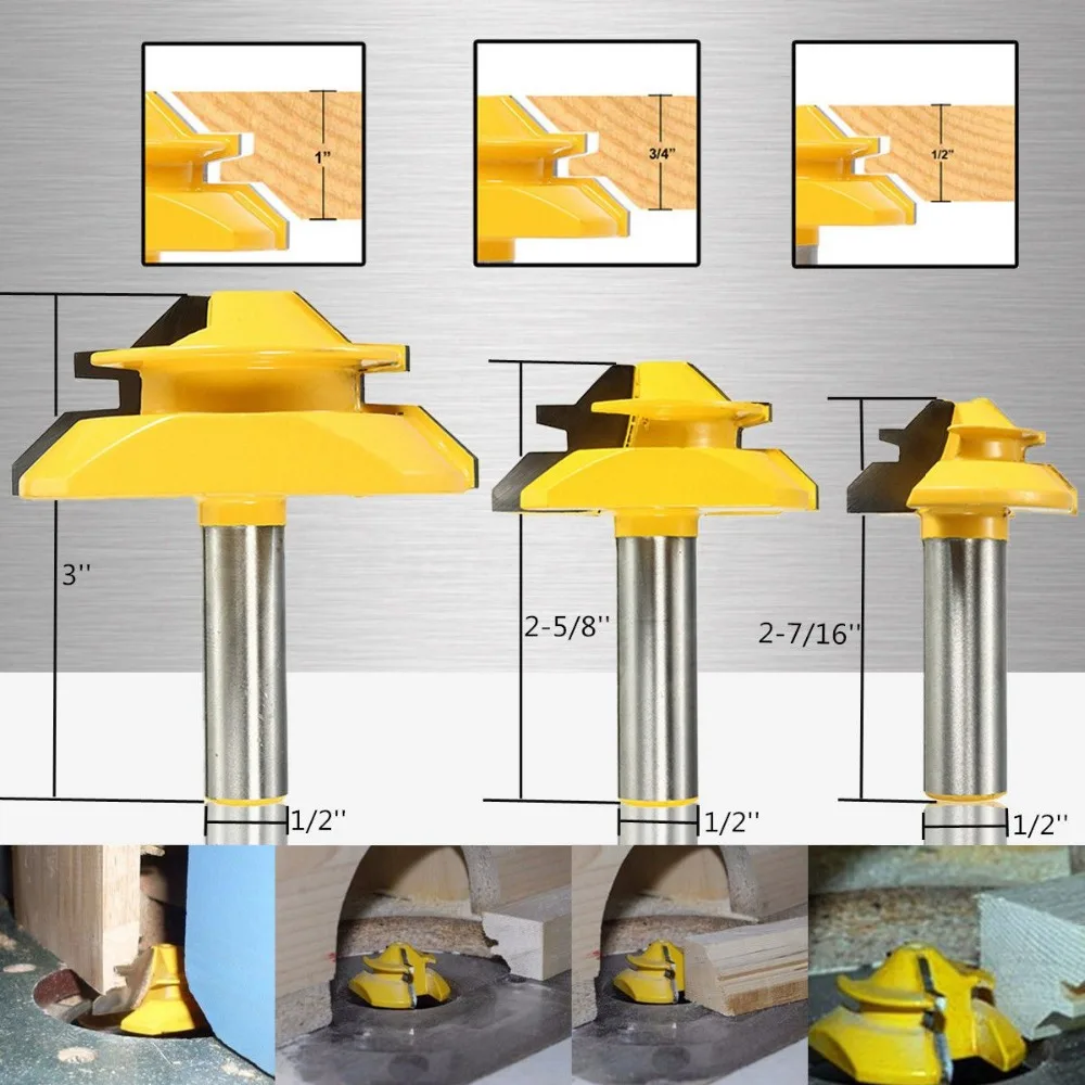 Новинка 3 шт./комплект фреза для фрезерного станка с хвостовиком 1/2 дюйма и