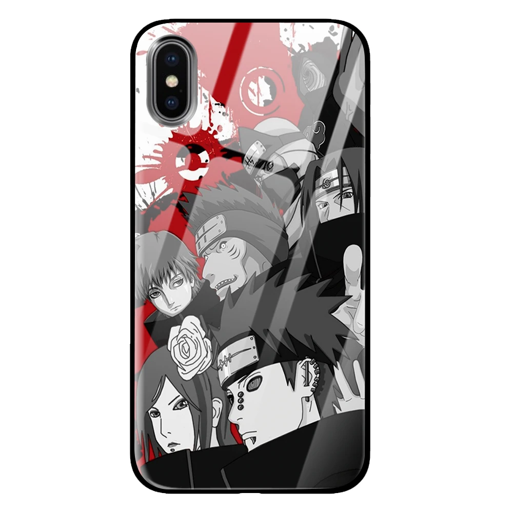 1 Аниме Наруто Акацуки Coque закаленное стекло телефонные чехлы крышка для Apple iPhone 5 5S SE 6 6s 7 8 Plus X XS Max XR - Цвет: 1
