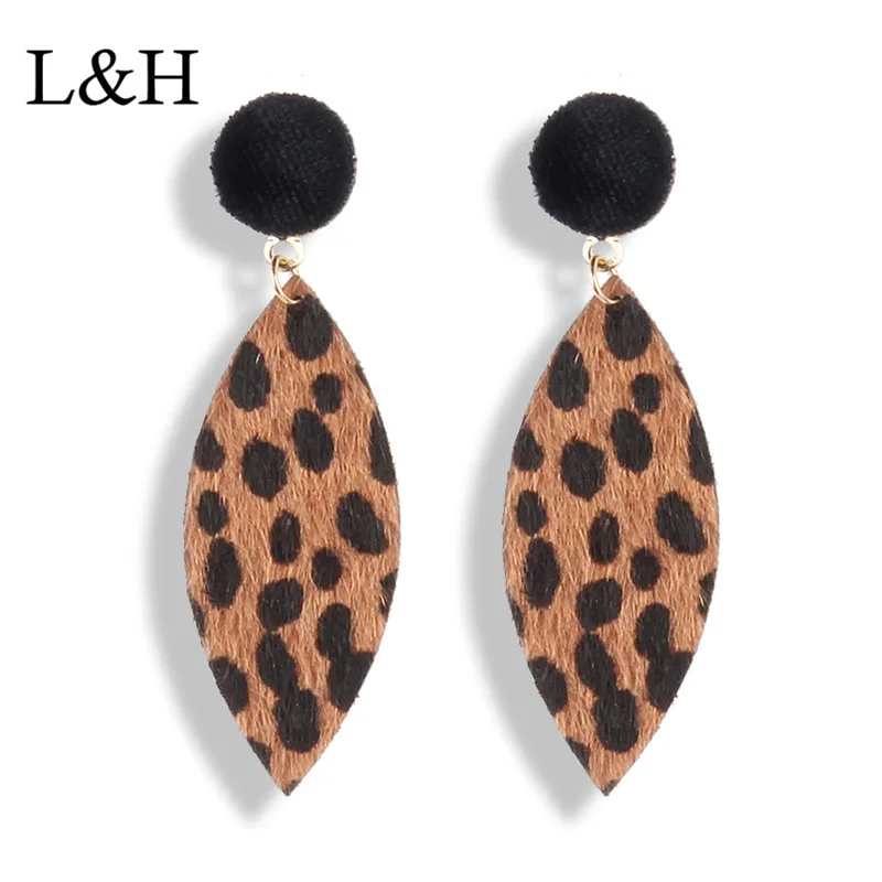 Модные серьги L & H с леопардовым принтом индивидуальные геометрические