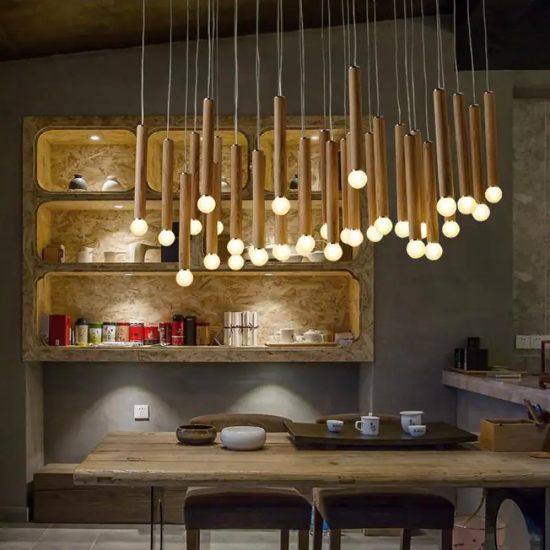 Деревянная люстра Современная китайская японская Скандинавская креативная