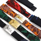 Мужские и женские аксессуары для часов, камуфляжный резиновый ремешок для часов, водонепроницаемые силиконовые спортивные часы 20 мм с пряжкой