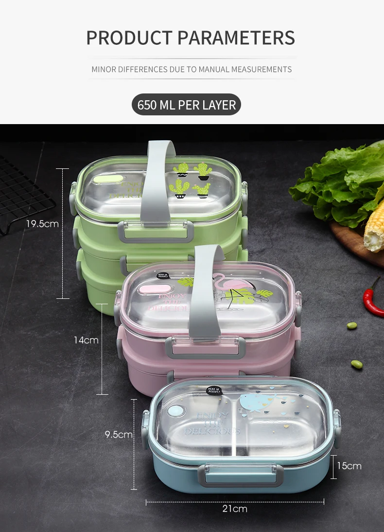 WORTHBUY японский картон Ланч-бокс 304 из нержавеющей стали Bento box для детей контейнер для хранения еды герметичный Bento Ланч-бокс