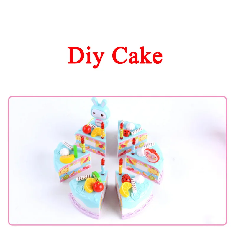 Новинка 38/62 шт. DIY ролевые игры фрукты разрезание торта ко дню рождения кухонная игрушечная еда Cocina Juguetes игрушка розовый синий новогодние подарки