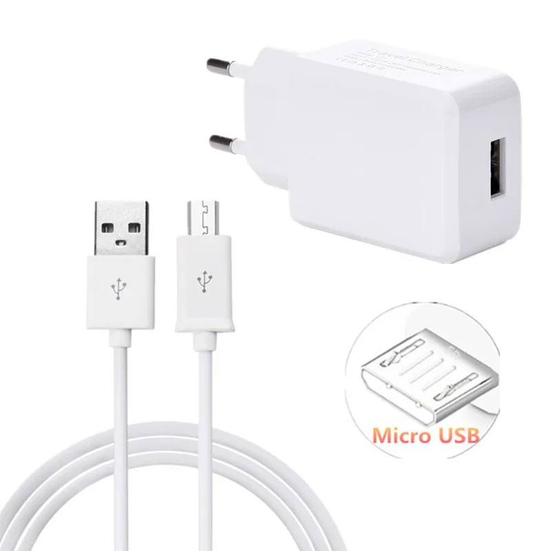 Зарядное устройство USB и кабель Micro EU для Xiaomi Redmi 6a 6 5 4 note Pro Lenono Vibe p1 x2 z2 x3 k5 s1 p1m shot z90
