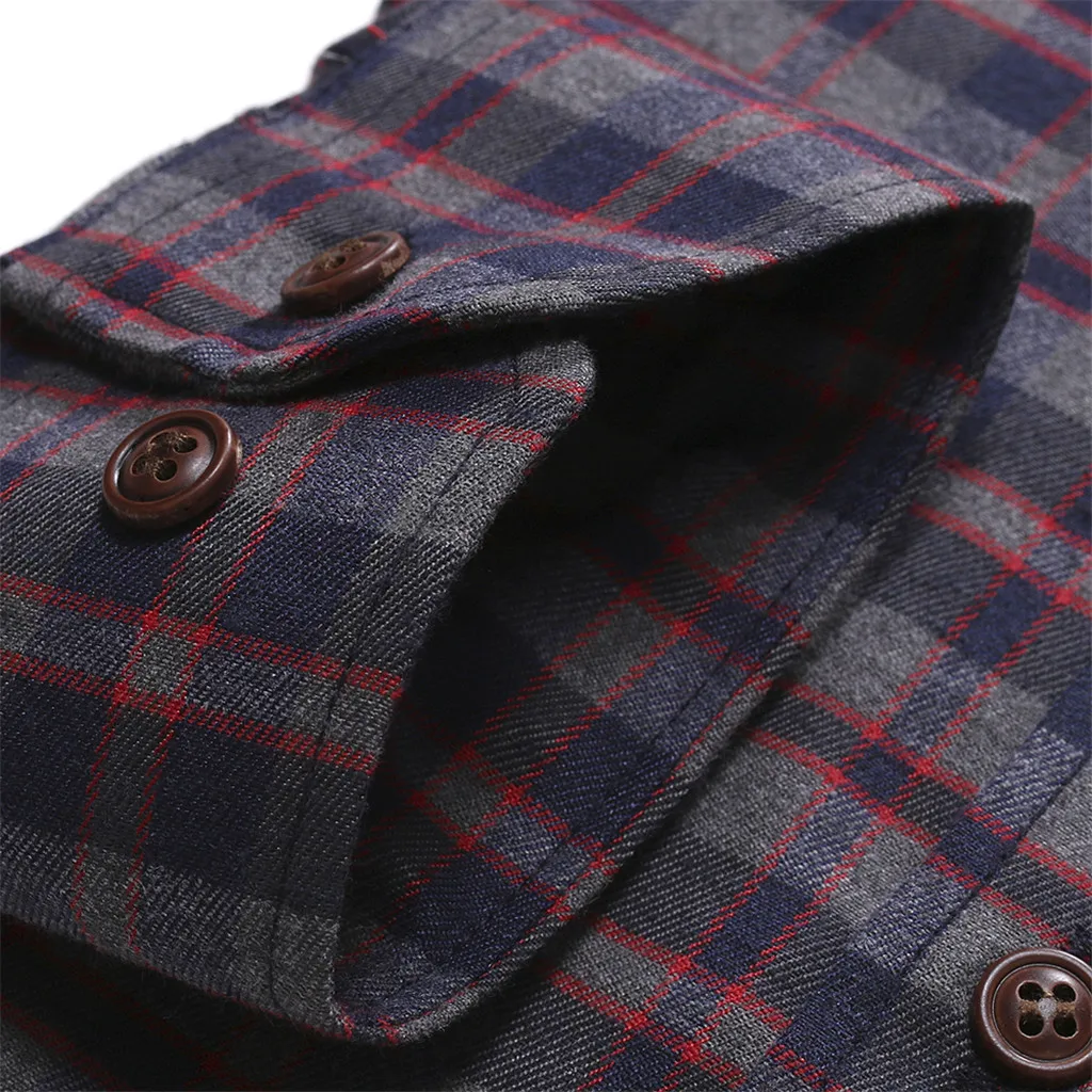 Camisa masculina мужские рубашки мужская повседневная нормальная клетчатая деловая рубашка с длинными рукавами и пуговицами мужская рубашка