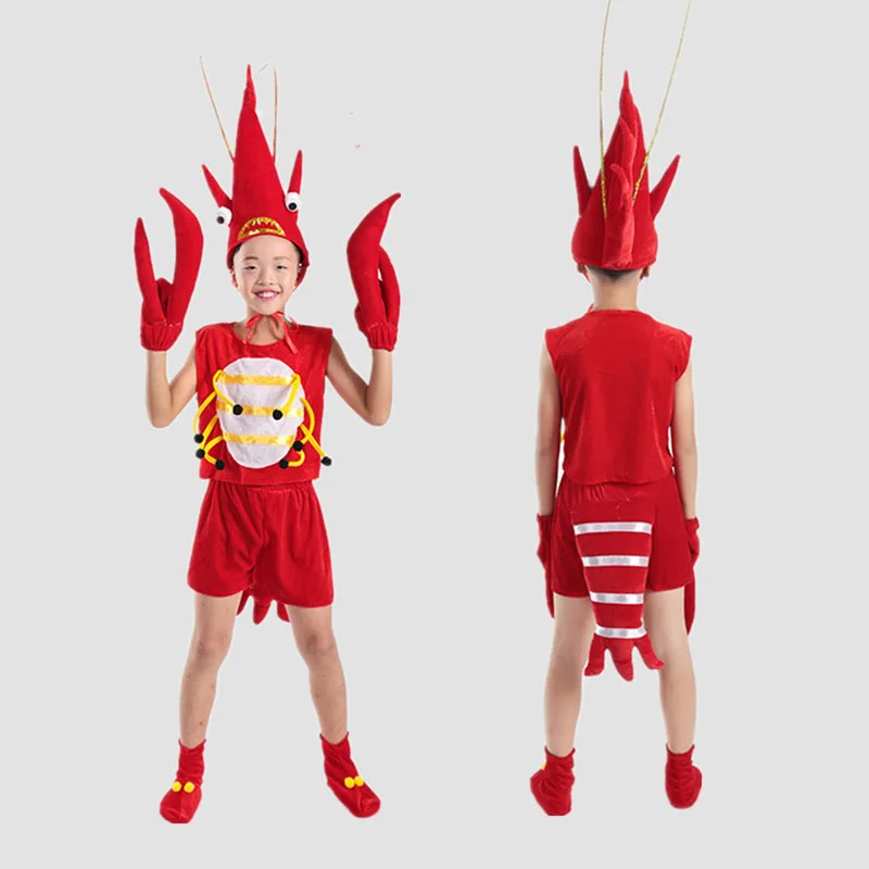 lobster 2 Детские, взрослые, косплей, вечерние, костюм красного краба, костюм лобстера, Детские забавные креветки, одежда, комбинезон для мальчиков и девочек - Цвет: lobster 2