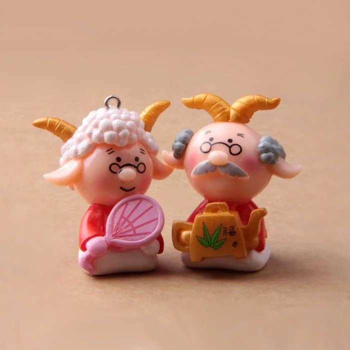4pcs/lot Action Figure lamb elderly live version Microscopic bonsai 3.8cm PVC Micro Landscape decoration Doll Model Anime | Игрушки и
