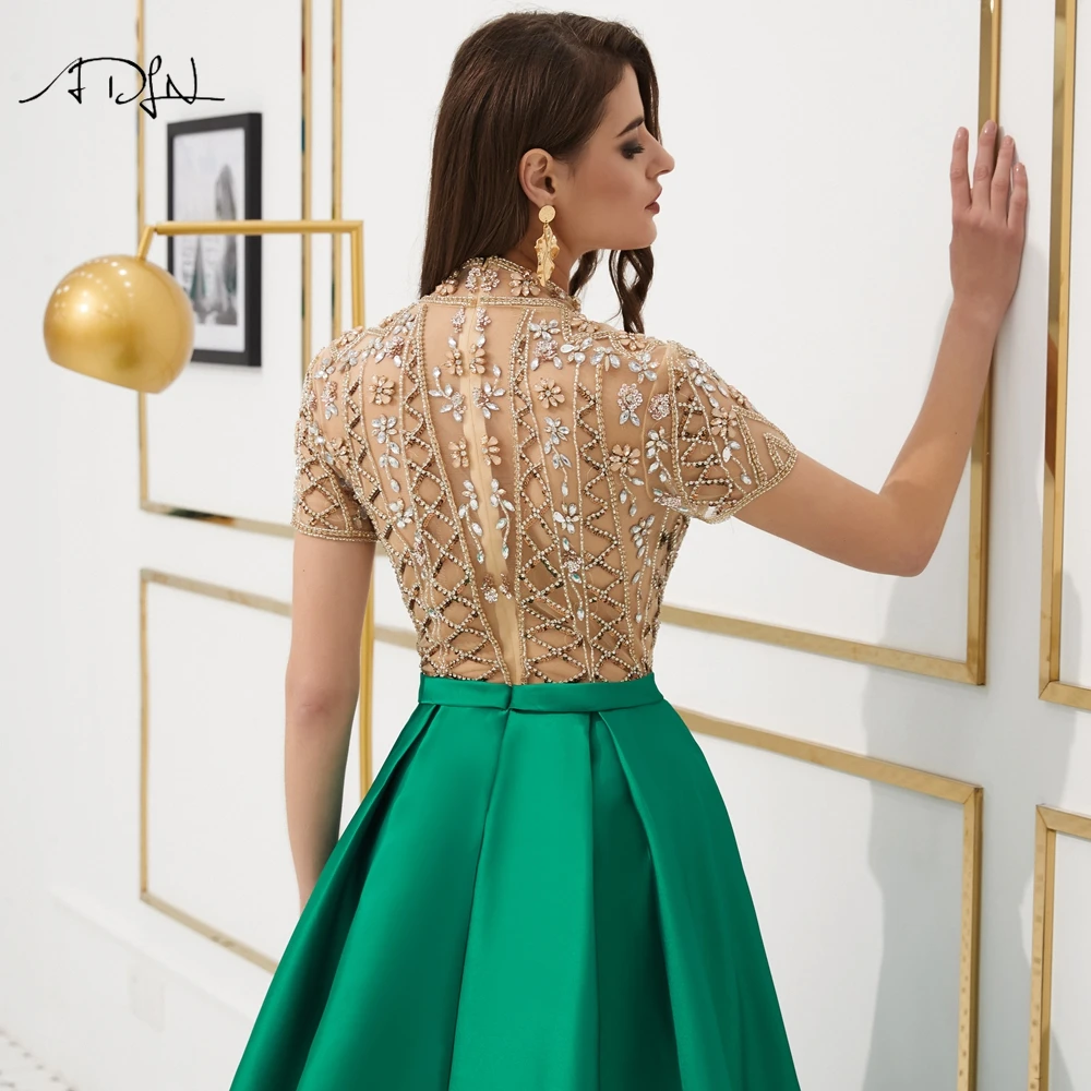 ADLN 2020 robe de soiree мусульманское вечернее платье с высоким воротником иллюзия