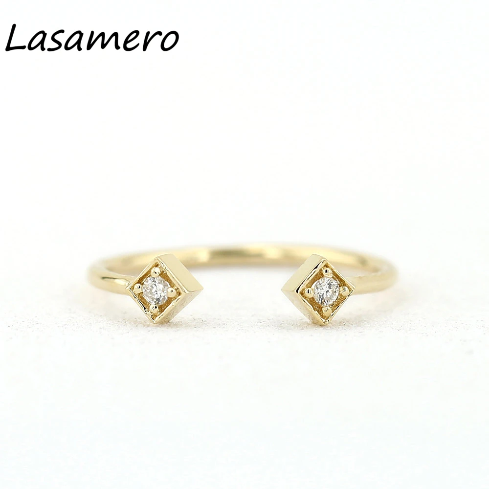 LASAMERO круглый вырез 0.06CTW натуральный бриллиант 14k золото изменяемый 2 камня