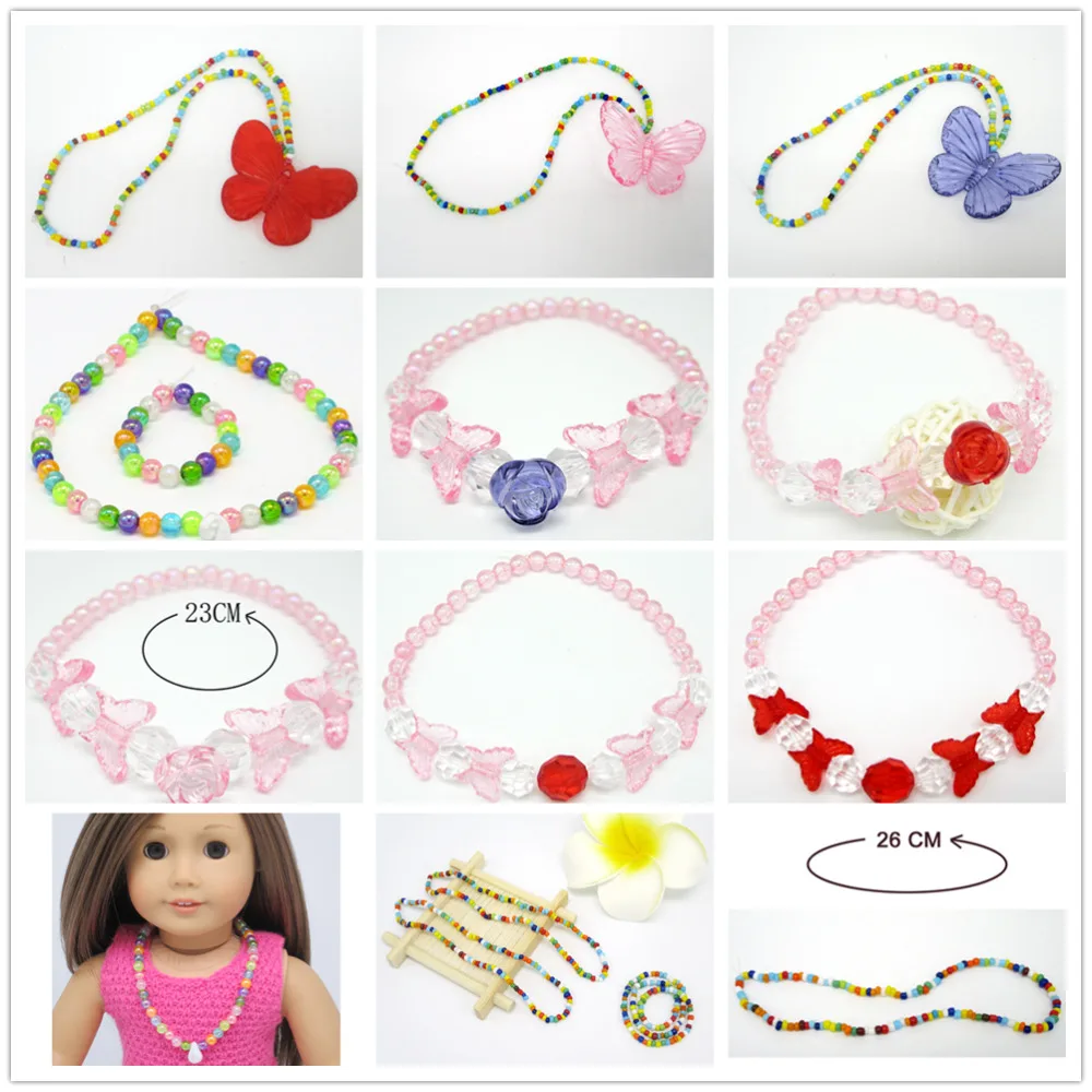 Новинка 10 цветов американская кукла для девочек хрустальные бусы ожерелья