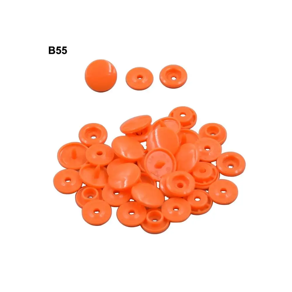 orange-B55-glossy Пластиковые защелкивающиеся крепежи T5 12 мм 200/1000 Наборы KAM пришить пластиковая защелка Кнопка Размер 20 круглый для Пошив швейной ткани детский нагрудник - Цвет: orange-B55-glossy