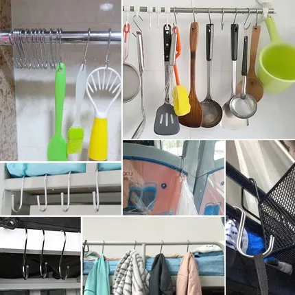 Крюк s-типа из нержавеющей стали, железный крюк s, кухонный крючок, бытовые металлические крючки зажима, доска с зажимом
