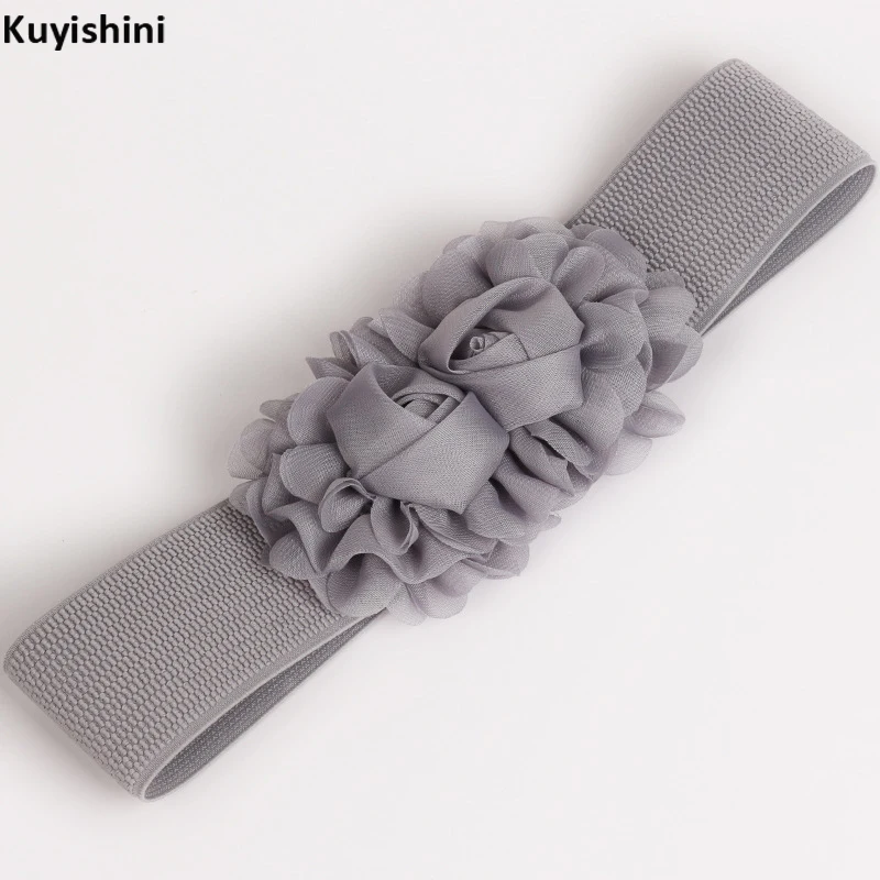 New Fashion Women Lady Chiffon Rose Red Stretch Elastic Belt Wide Buckle Waistband Waist Belts for Women|stretch elastic belt|waistband waist