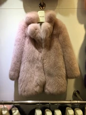Розовый SQXR шуба из натурального Лисьего меха Полный Пелт лисий мех пальто для женщин обычный стандартный покрытый пуговицей пальто натуральный Лисий мех - Цвет: Розовый