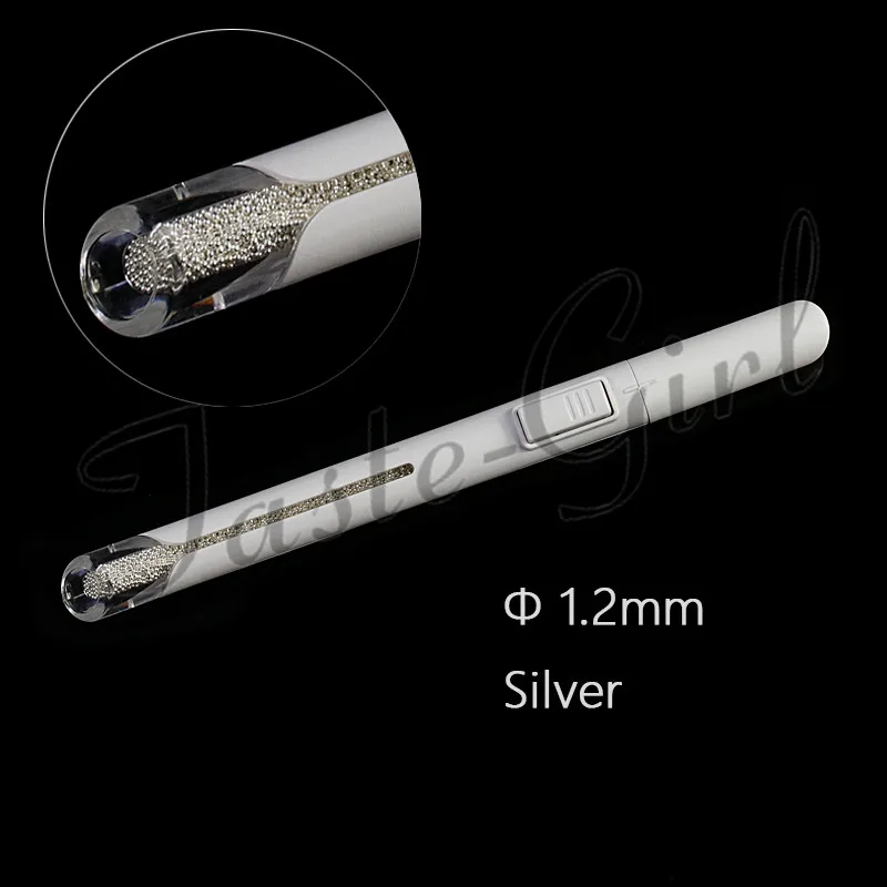 1.2mm silver 1 шт розовый золотой серебряный черный металлический Бисер для нейл-арта точечная ручка Стразы ручка слиток ручка для ногтей стальной шарик для хранения Маникюрный Инструмент - Цвет: 1.2mm silver