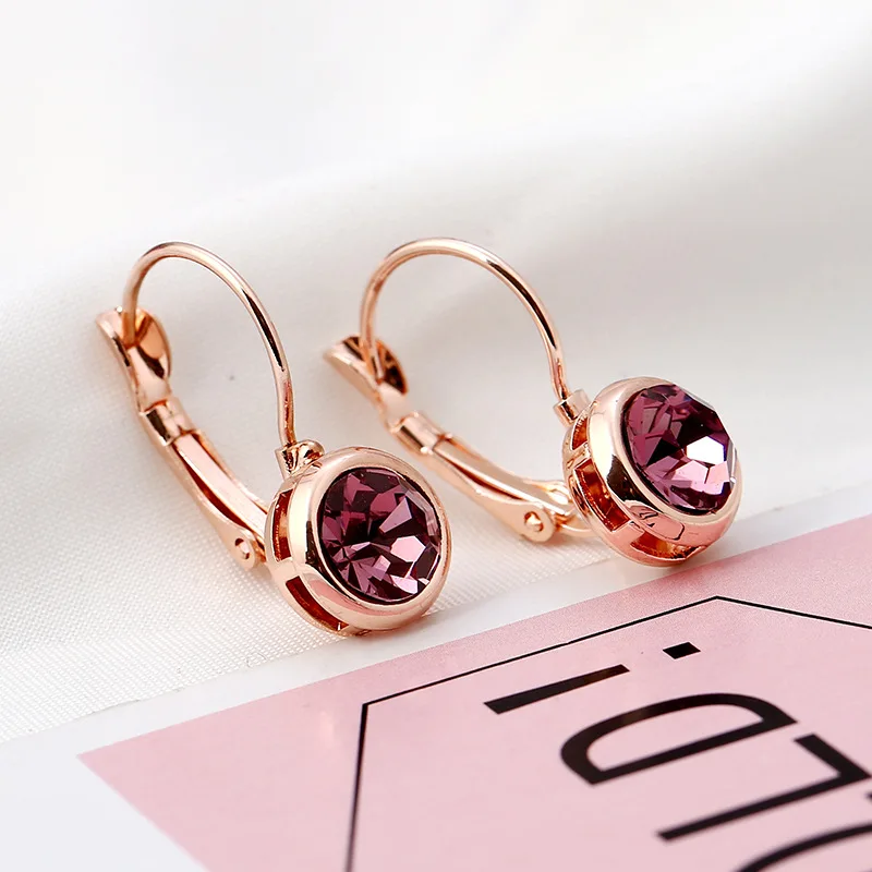 Роскошные серьги гвоздики для женщин и девушек круглые с кубическим цирконием