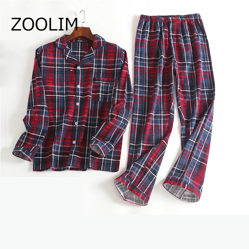 ZOOLIM 2018 осенне зимний пижамный комплект для мужчин со штанами пижамы 100% хлопок