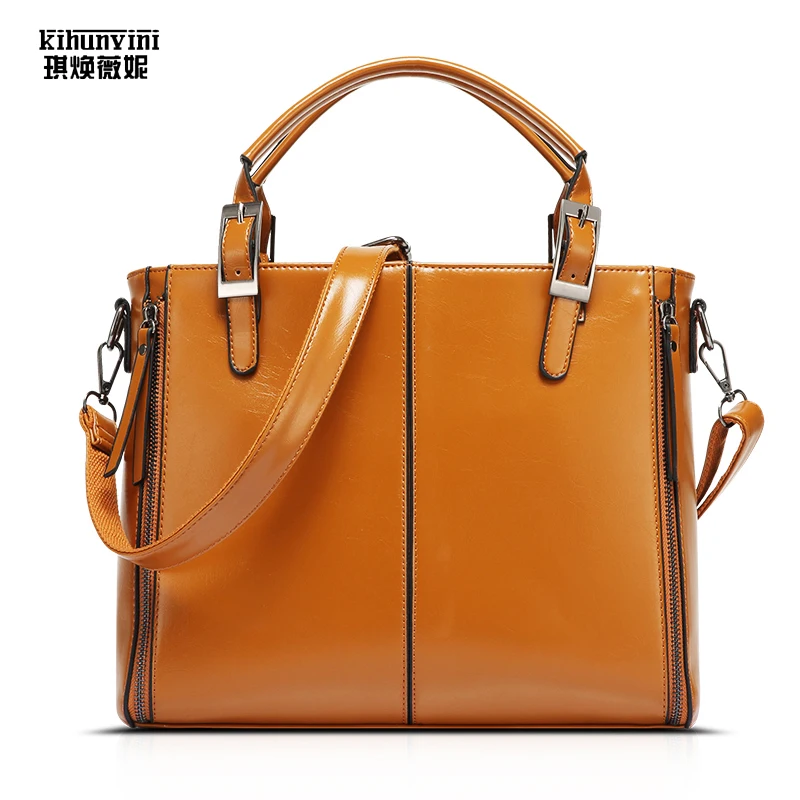 Вощеный кожаная сумка Для женщин Винтаж совместных окне Bolsa feminina высокого класса