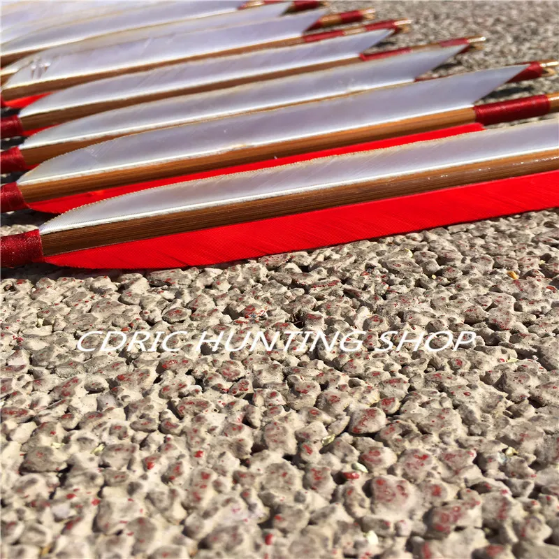 12 шт. Китайский традиционный ручной работы бамбуковые стрелы 3 цвета Турция перо