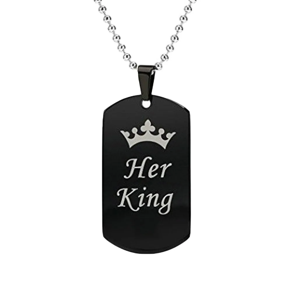 Король Queen ювелирное изделие для пары Корона Dog Tag король/Queen с надписью забавными